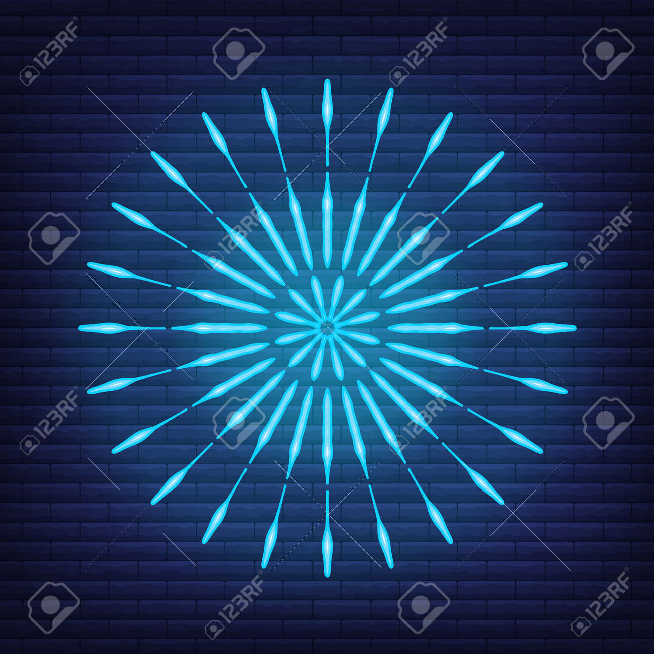 Retro design light sunburst neon style glow geometric shape, vintage rays sunlight explosion icon concept vector illustration, isolated on black wall. Minimal blue firework burst label, sunbeam badge. - 168394840 Retro design light sunburst neon style glow geometric shape, vintage rays sunlight explosion icon concept vector illustration, isolated on black wall. Minimal blue firework burst label, sunbeam badge. - 168394840