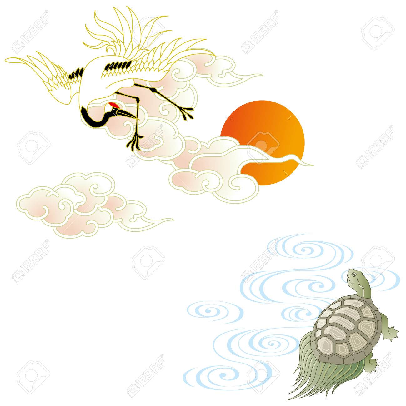Crane And Turtle Royalty Free Cliparts Vectors And Stock Illustration Image