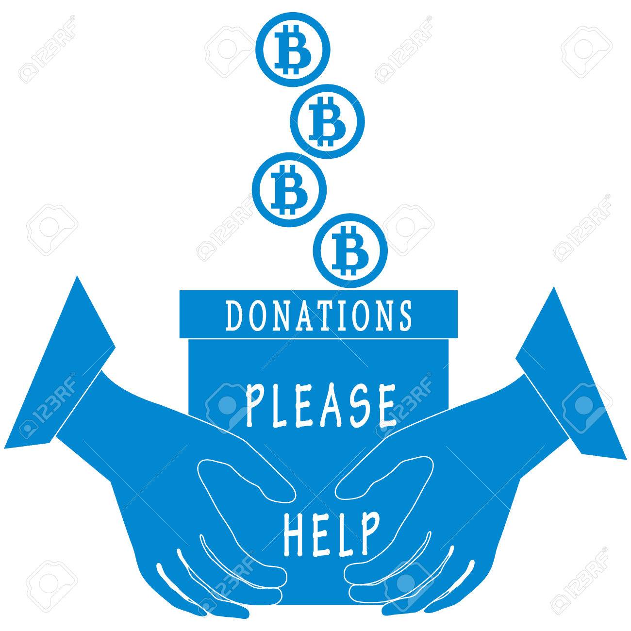 stylized icon calling to make a donation bitcoins are poured