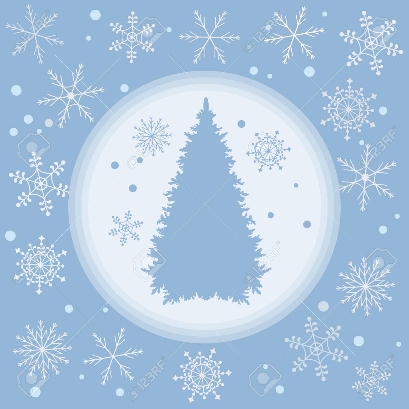 穏やかなトーンの色の背景に雪の結晶のクリスマス木のシルエットのベクター イラストです のイラスト素材 ベクタ Image