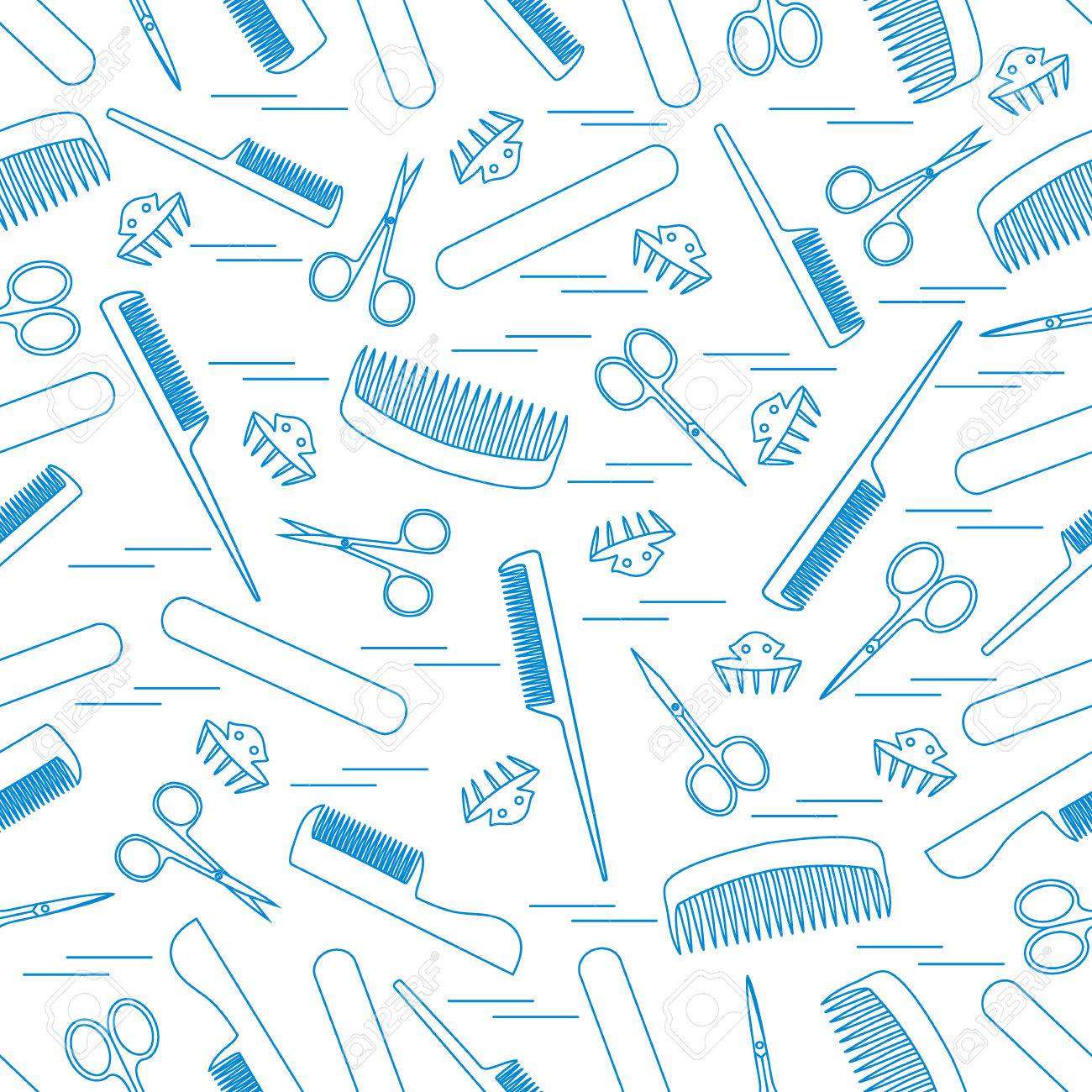 Cute pattern of scissors for manicure and pedicure, combs, nail file, barrettes. Design for banner, flyer, poster or print. - 67259019 Cute pattern of scissors for manicure and pedicure, combs, nail file, barrettes. Design for banner, flyer, poster or print. - 67259019