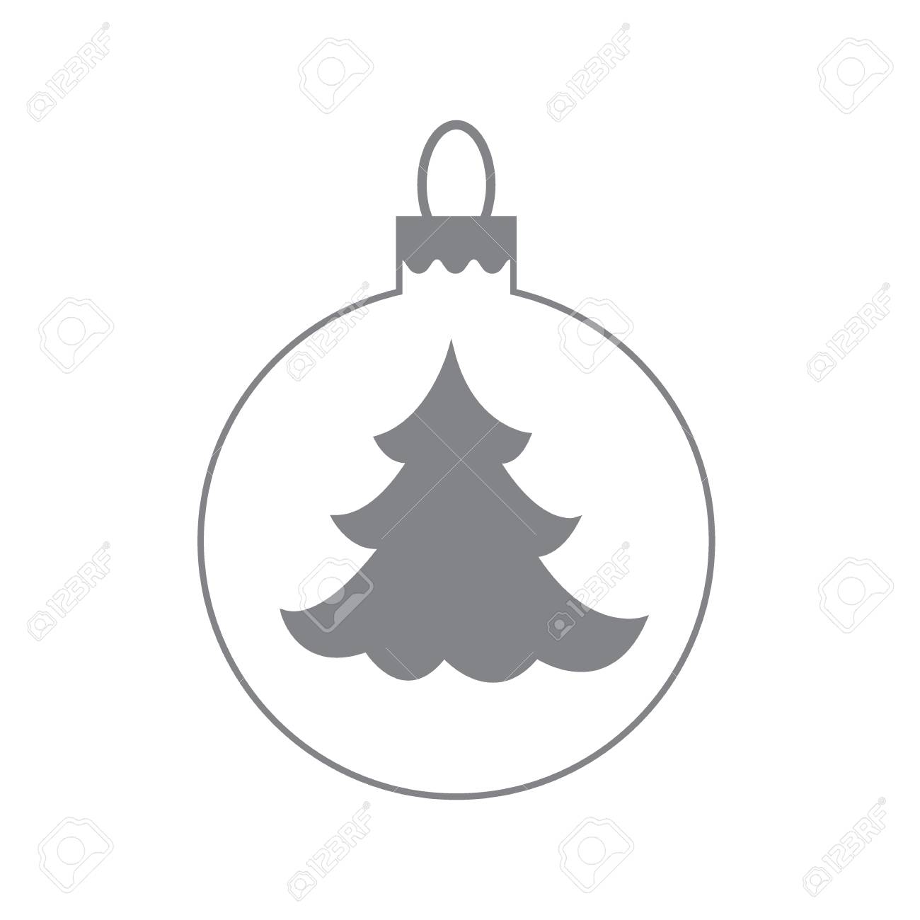 Vector Icon Christmas Ball With Silhouette Of Christmas Tree On White  Background. Royalty Free SVG, Cliparts, Vectors, and Stock Illustration.  Image 67261032., image size:1300x1300