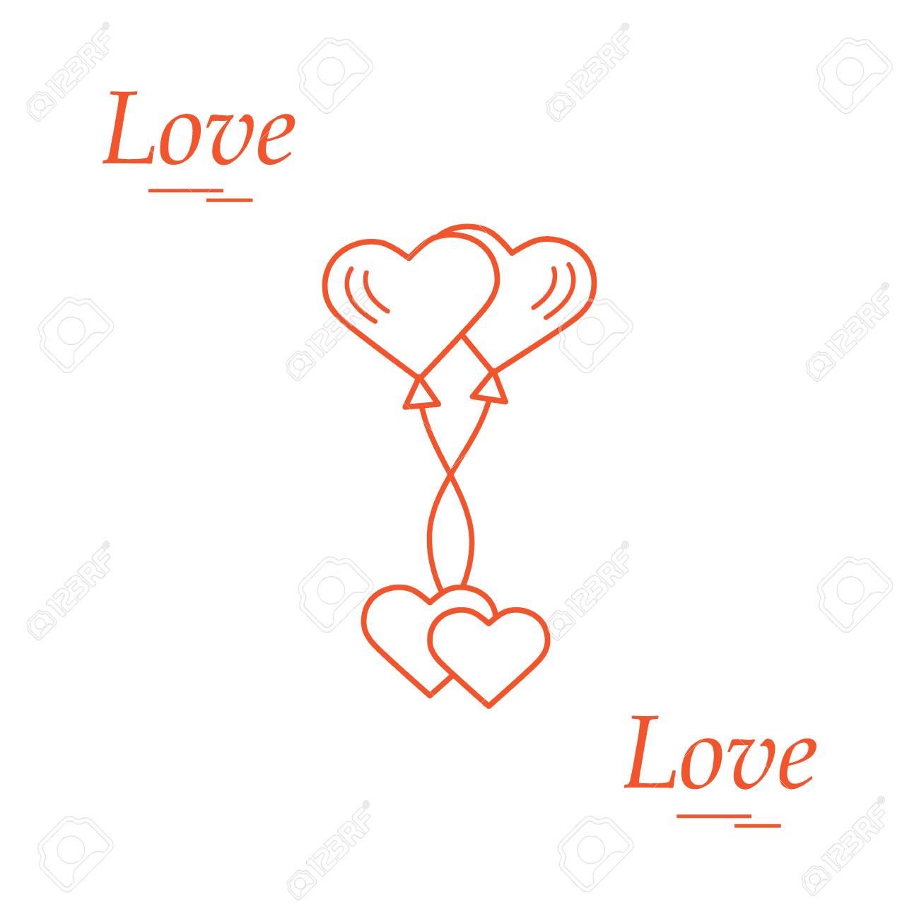 愛のシンボルのかわいいイラスト ハートの空気吹き出しアイコンと 2 つの心 ロマンチックなコレクション 横断幕やポスター印刷のデザイン のイラスト素材 ベクタ Image