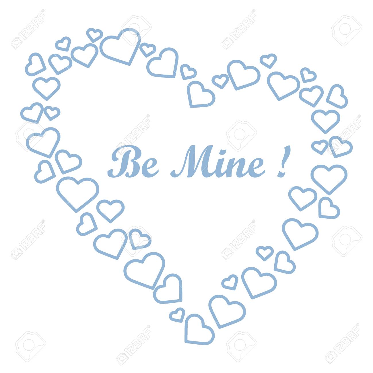 かわいいイラスト 多くの心と言葉から成る心 ビー マイン 横断幕やポスター印刷のデザイン バレンタインの日にグリーティング カード のイラスト素材 ベクタ Image