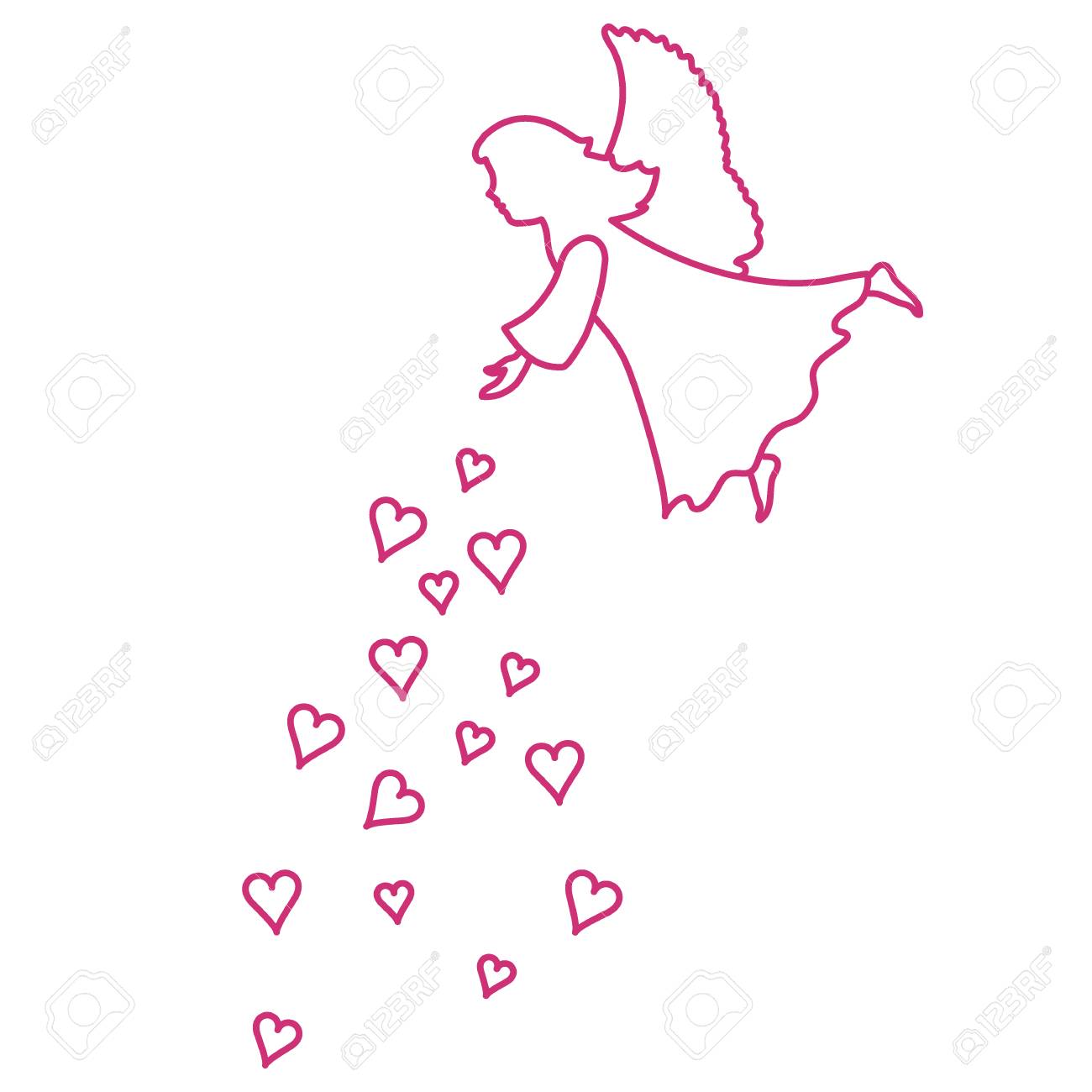 Ilustracion Linda Corazones Llorados Del Angel Simbolo De Amor Diseno Para Banner Poster O Impresion Ilustraciones Vectoriales Clip Art Vectorizado Libre De Derechos Image