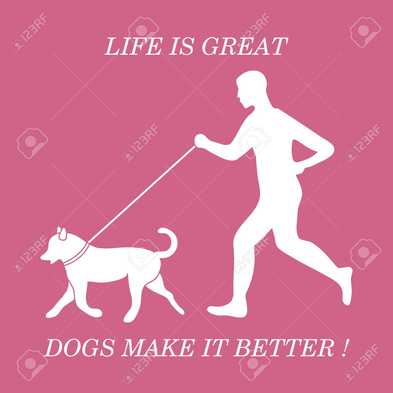 silhouette of man jogging with dog on leash design element for how to make dog walking flyers