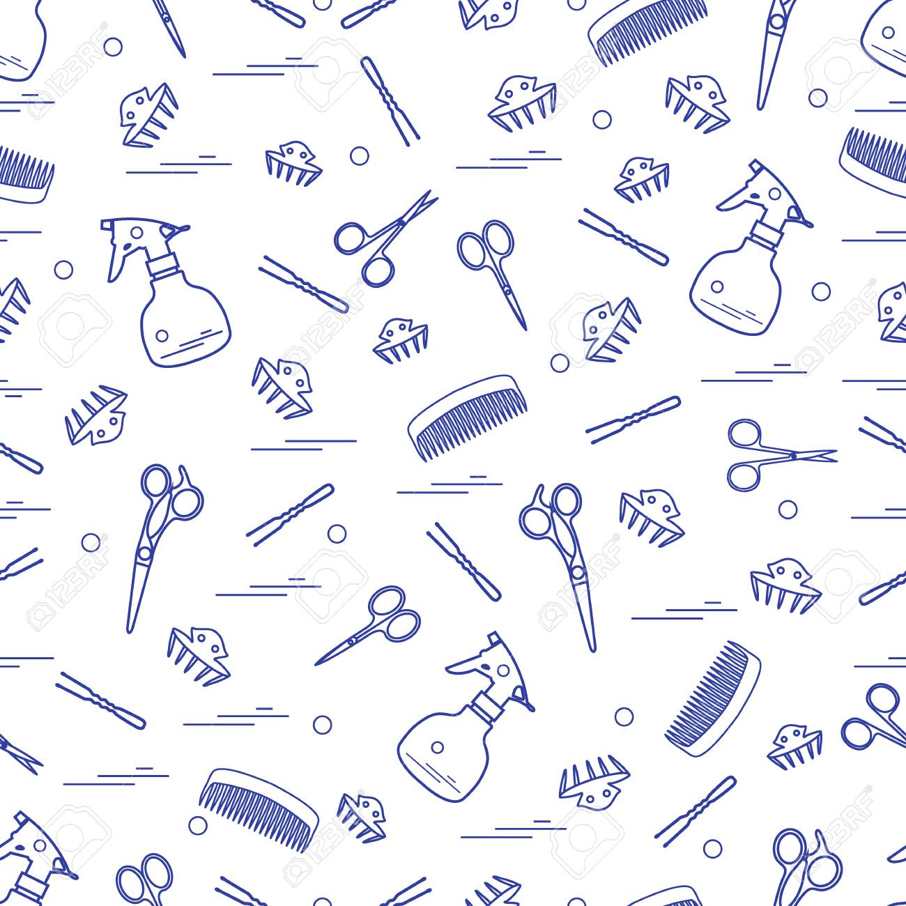 ハサミ コーム ヘアクリップ ヘアピン 噴霧器のかわいいパターン 理髪サービスの提供 横断幕やポスター印刷のデザイン要素です のイラスト素材 ベクタ Image