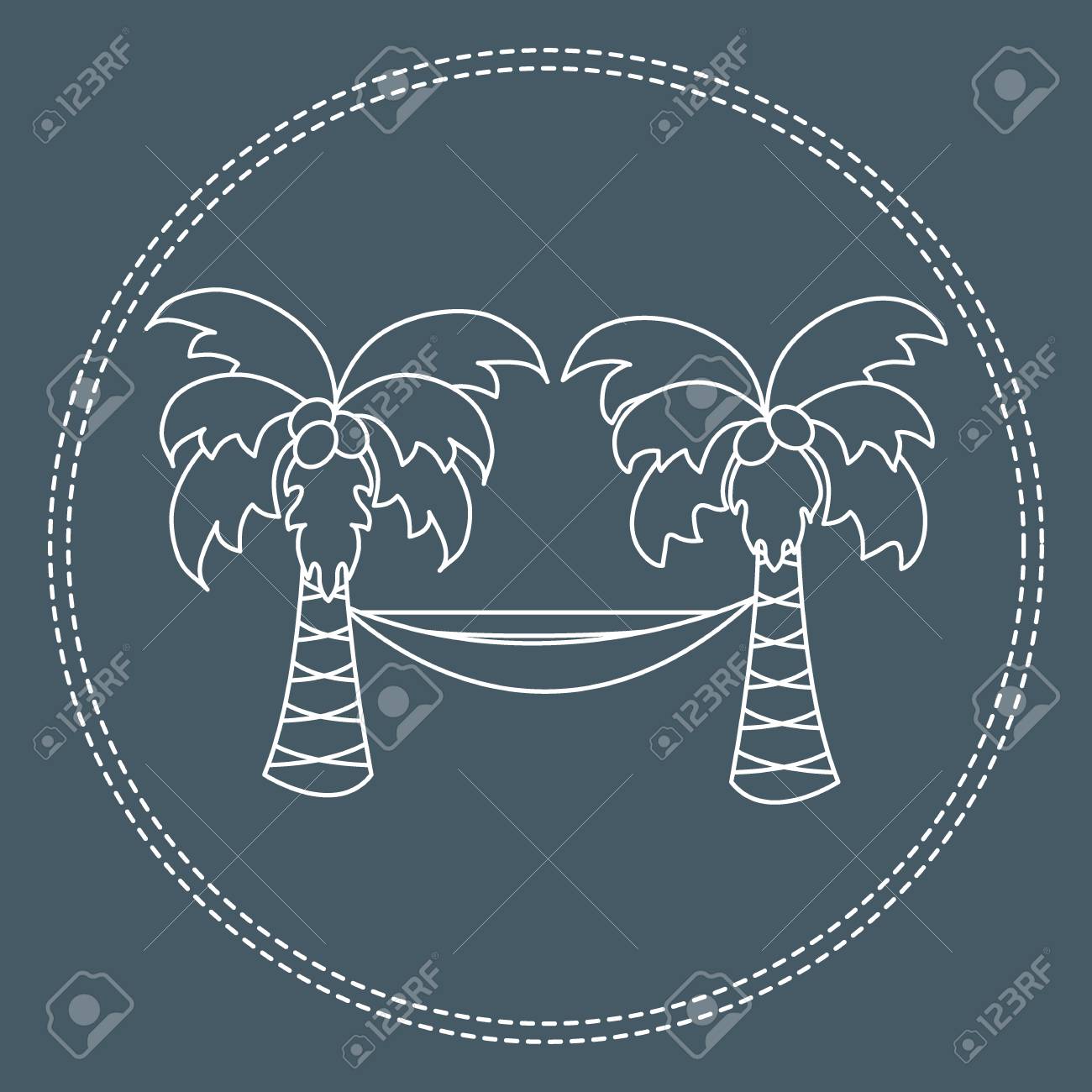 ヤシの木とハンモックかわいいベクター イラスト 旅行やレジャー 横断幕やポスター印刷のデザイン のイラスト素材 ベクタ Image