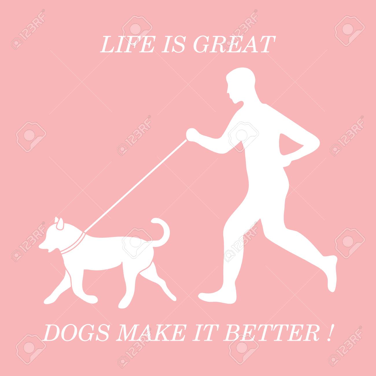 silhouette of man jogging with dog on leash design element for how to make dog walking flyers