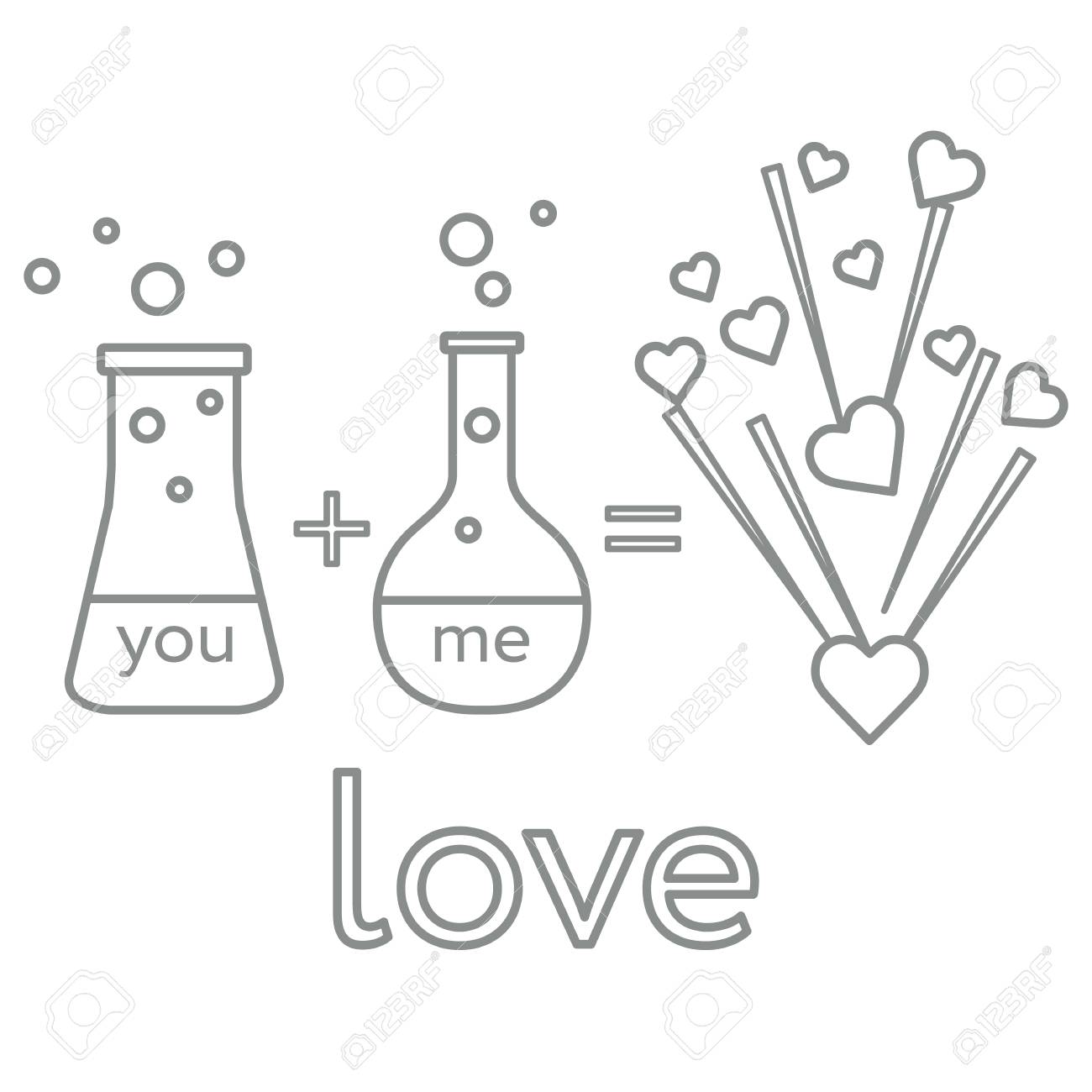 Toi Et Moi Et Notre Chimie De L Amour Conception Pour Banniere Affiche Ou Impression Carte De Voeux Saint Valentin Clip Art Libres De Droits Vecteurs Et Illustration Image