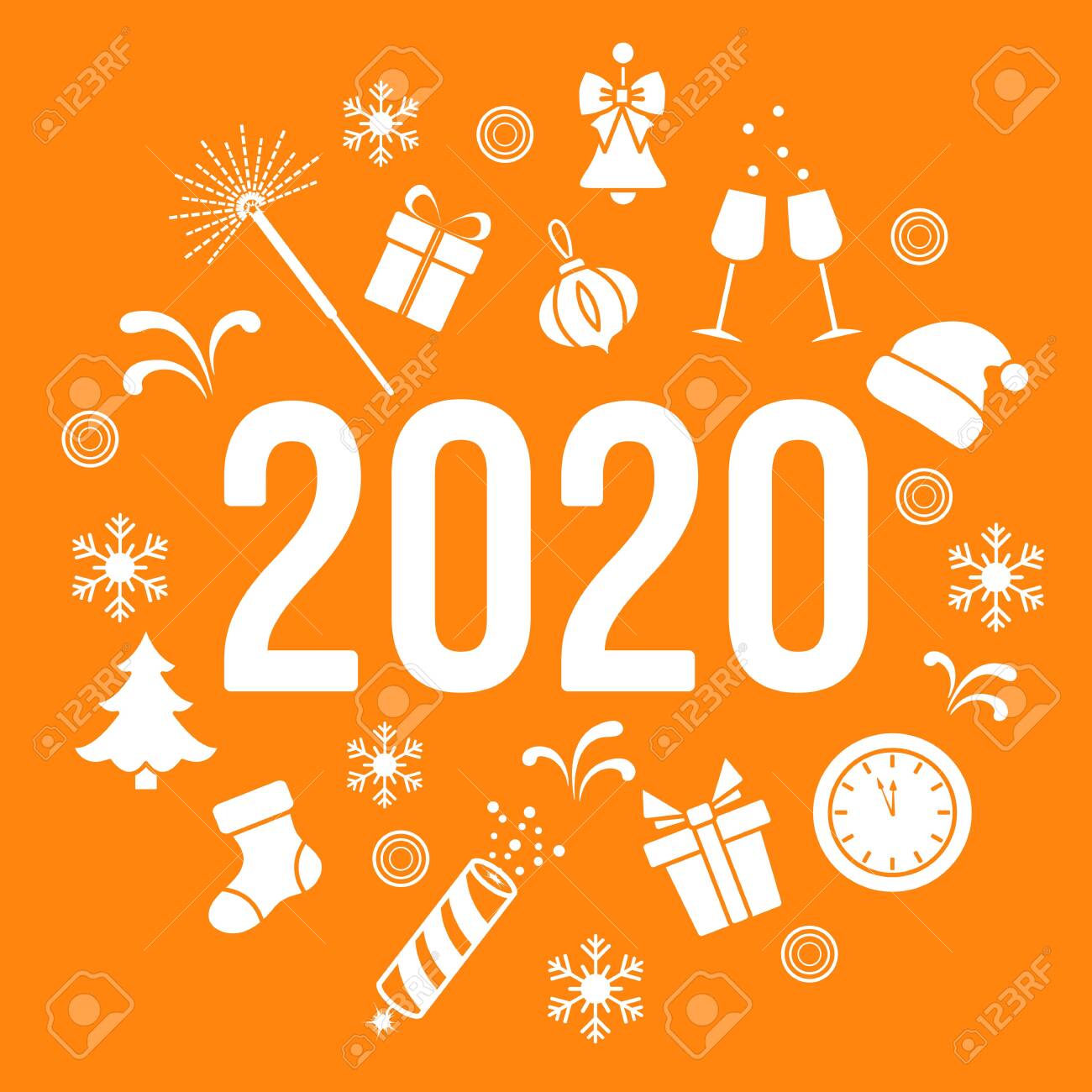 Happy New Year 2020 Merry Christmas Vector Illustration Gifts