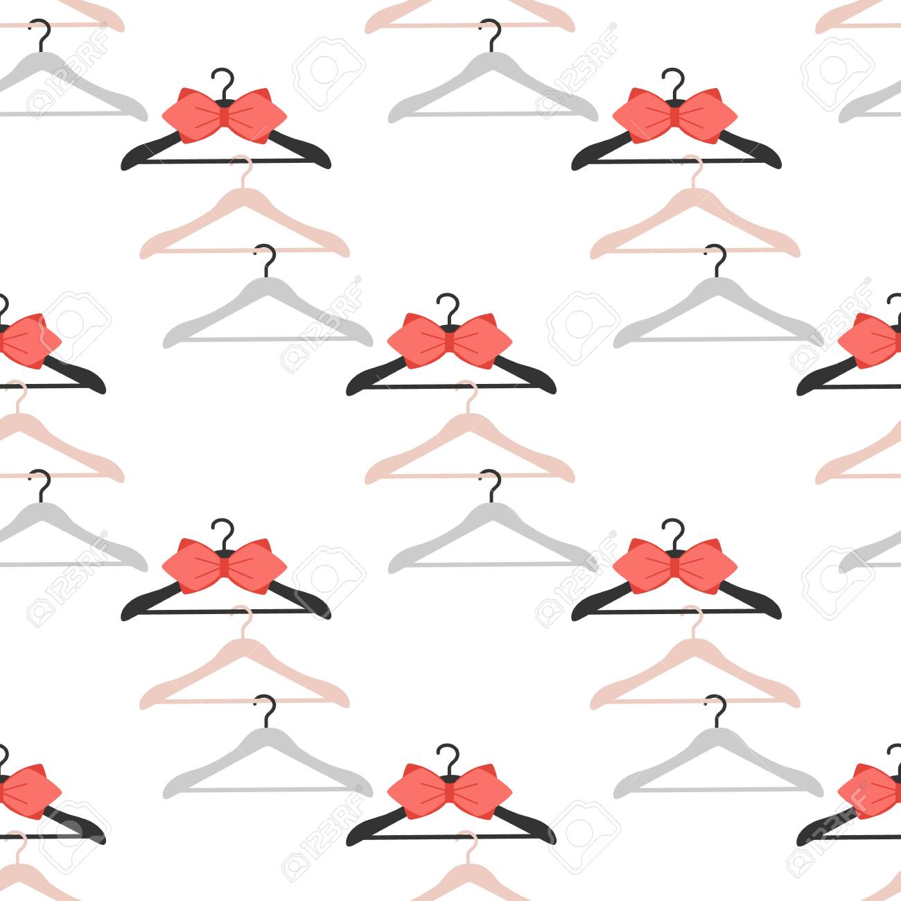 Vector Seamless Pattern With Clothes Hangers Dry Cleaning And