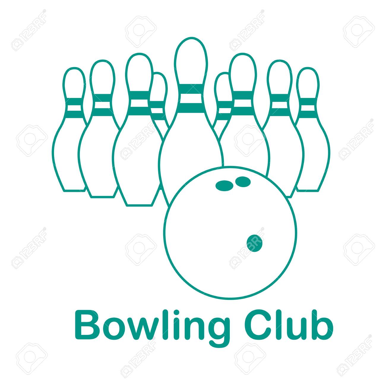 Vector Illustration Bowling Pins And Ball On White Vector Illustration Bowling Pins And Ball On White