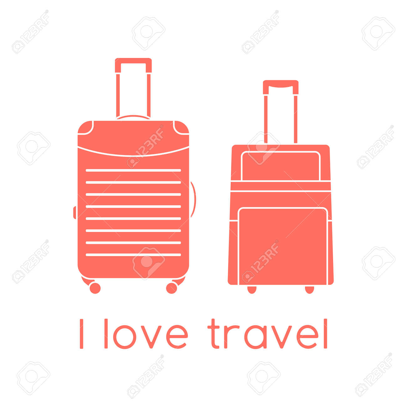 Vector illustration Suitcases isolated on white background. I love travel. Summer time, vacation, holiday, leisure. Concept for travel agency, booking service. Design for web page, print - 169848258 Vector illustration Suitcases isolated on white background. I love travel. Summer time, vacation, holiday, leisure. Concept for travel agency, booking service. Design for web page, print - 169848258