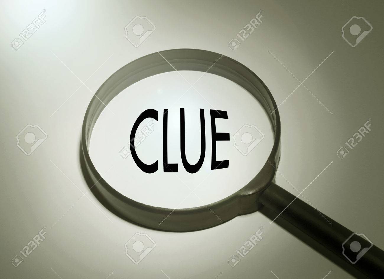 Magnifying Glass With The Word Clue. Searching Clue Stock Photo, Picture  And Royalty Free Image. Image 60462020.