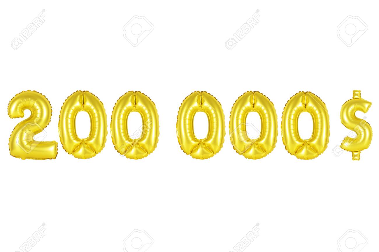 ゴールドのアルファベット風船、20 万ドル、金の番号と文字のバルーンの写真素材・画像素材 Image 85908189
