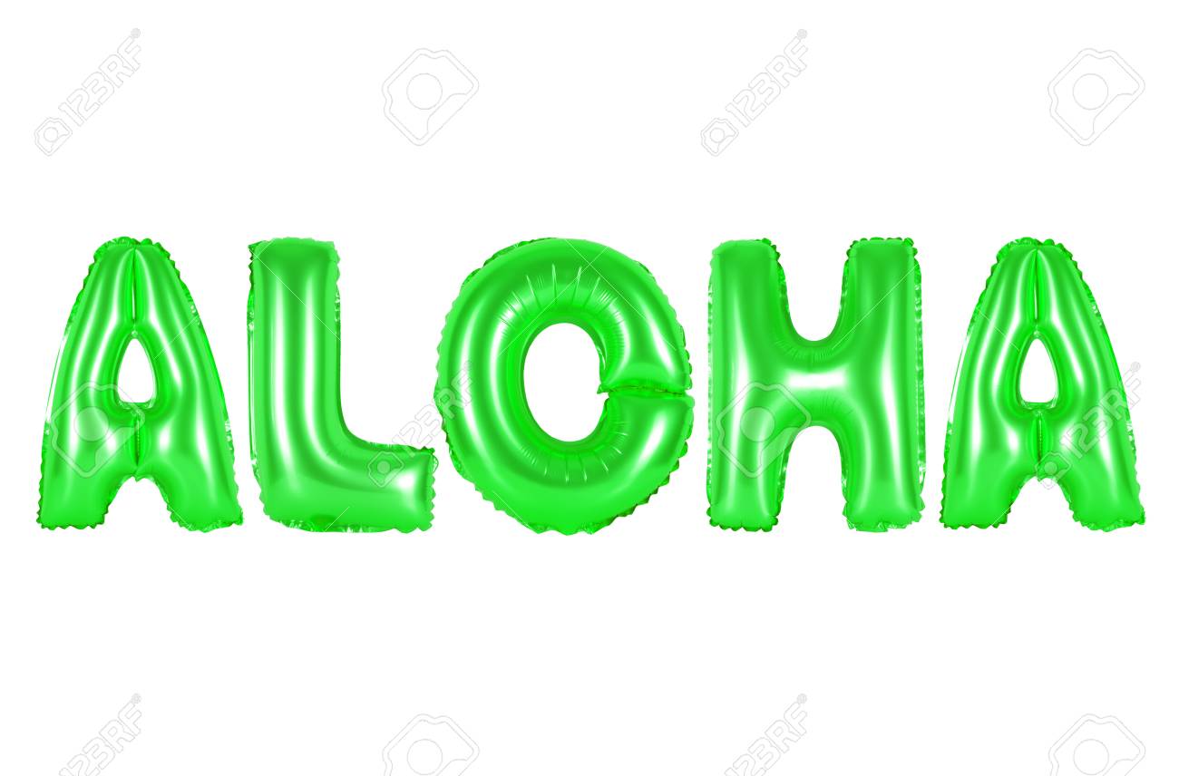 ハワイ アロハ 緑の番号および文字のバルーン の写真素材 画像素材 Image