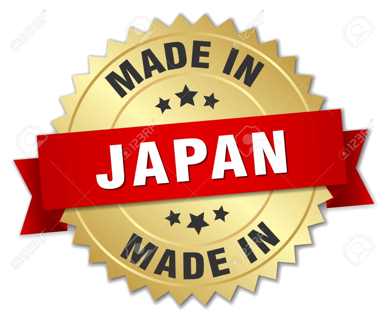 Made In Japan Gold Badge With Red Ribbon Royalty Free Cliparts Vectors And Stock Illustration Image 45444844
