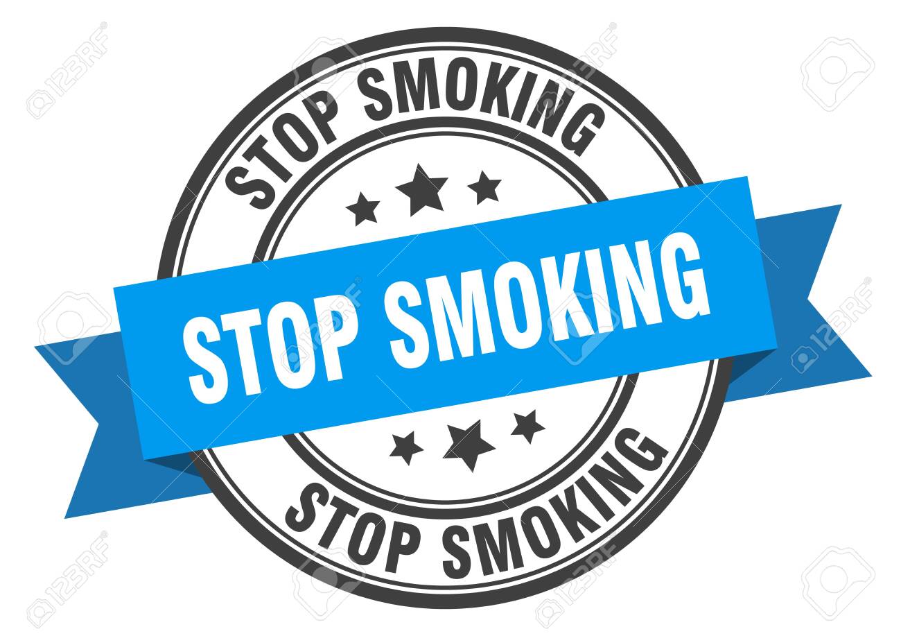 Stop Smoking Label. Stop Smoking Blue Band Sign. Stop Smoking Royalty Free  SVG, Cliparts, Vectors, And Stock Illustration. Image 130072113.