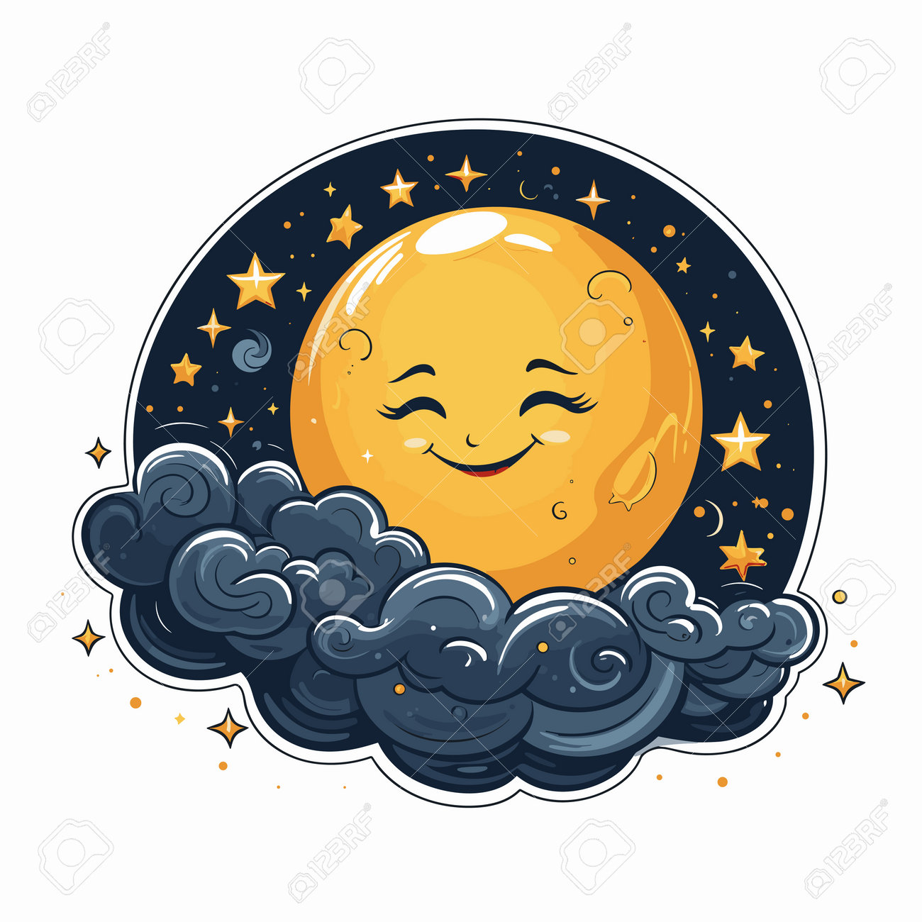 Moon. Moon Hand-drawn Comic Illustration. Vector Doodle Style Cartoon  Illustration Royalty Free SVG, Cliparts, Vectors, and Stock Illustration.  Image 208715873., image size:1300x1300