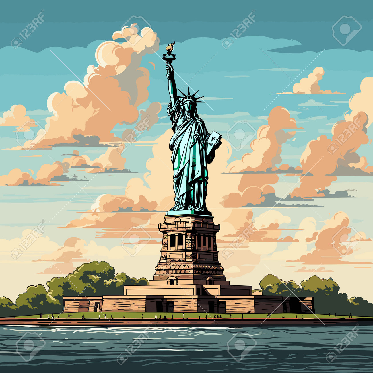 Statue Of Liberty Hand-drawn Comic Illustration. Statue Of Liberty. Vector  Doodle Style Cartoon Illustration Royalty Free SVG, Cliparts, Vectors, and  Stock Illustration. Image 210147189., image size:1300x1300