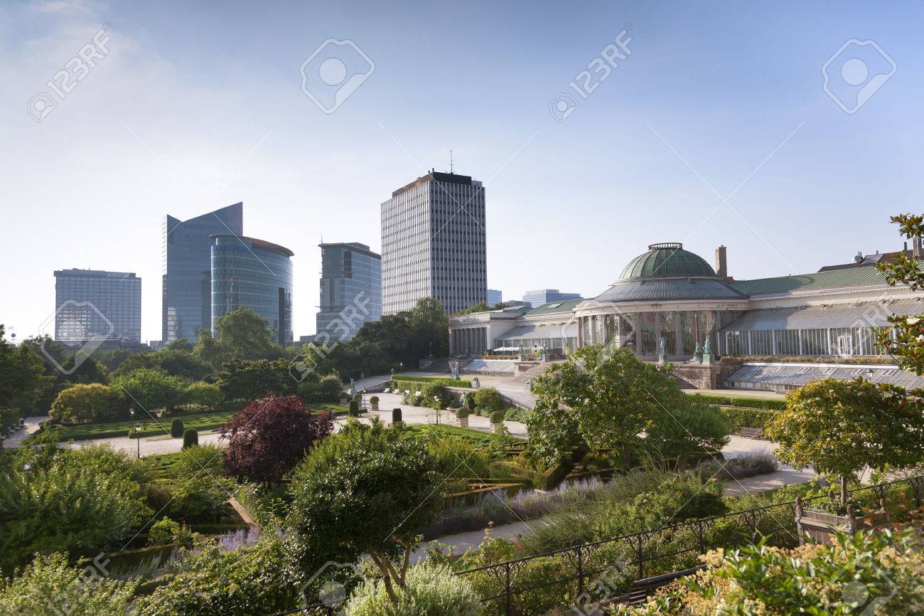 Vintage statues and modern buildings in the park Botanique, Brussels, Belgium - 22225464 Vintage statues and modern buildings in the park Botanique, Brussels, Belgium - 22225464