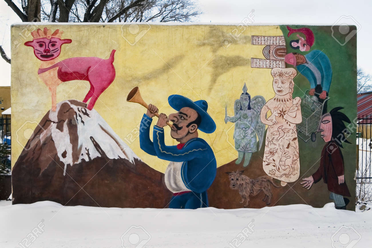 ヒスパニックの壁画 サンタフェ ニュー メキシコ州 アメリカ合衆国 の写真素材 画像素材 Image