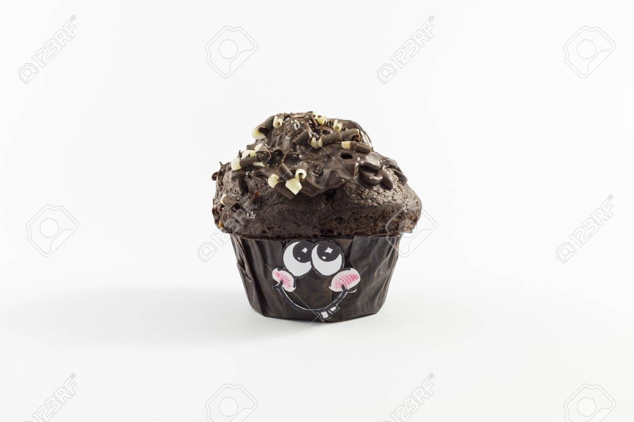 A Fresh And Sweet Chocolate Muffin With Cute Cartoon Style Face