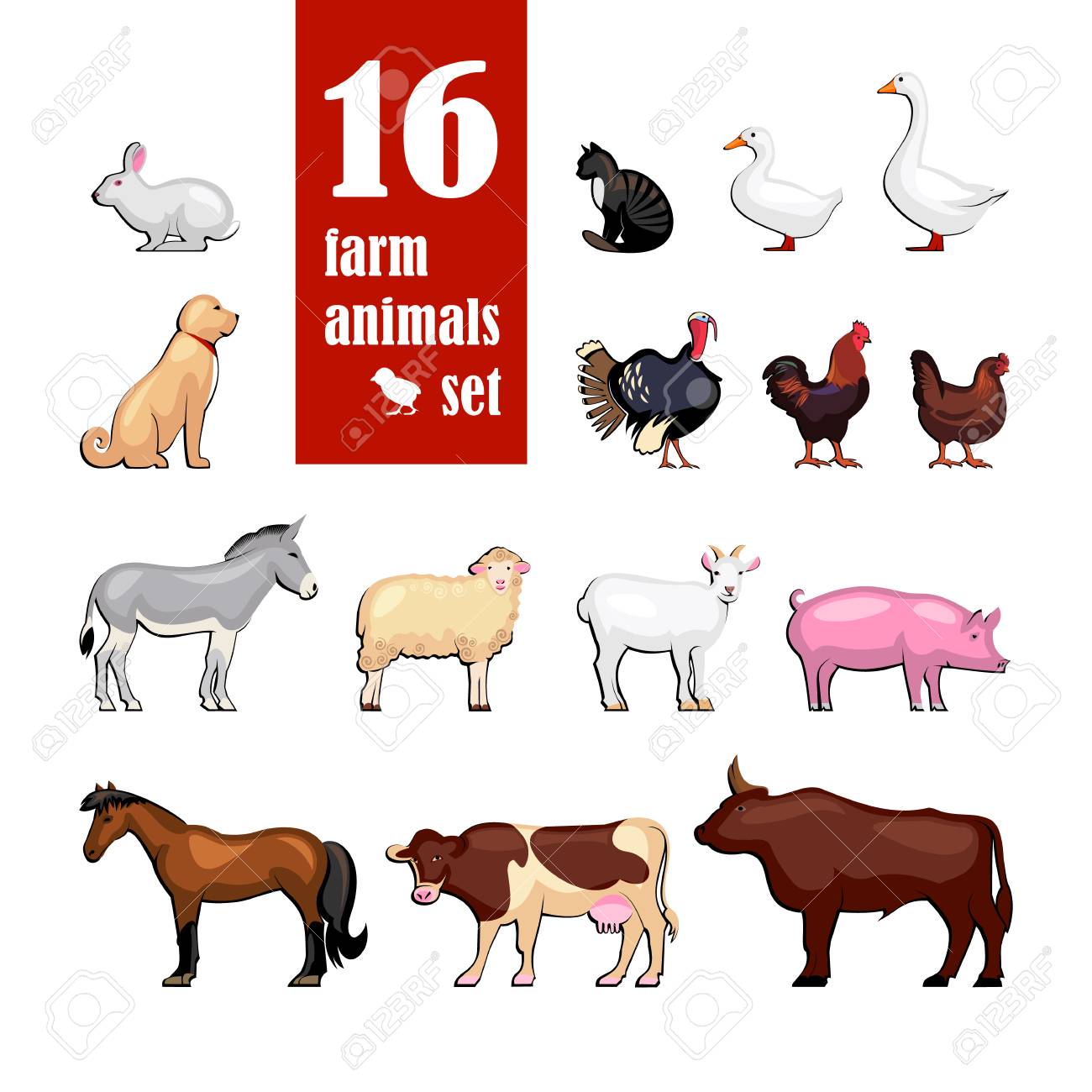 vector farm animals flat