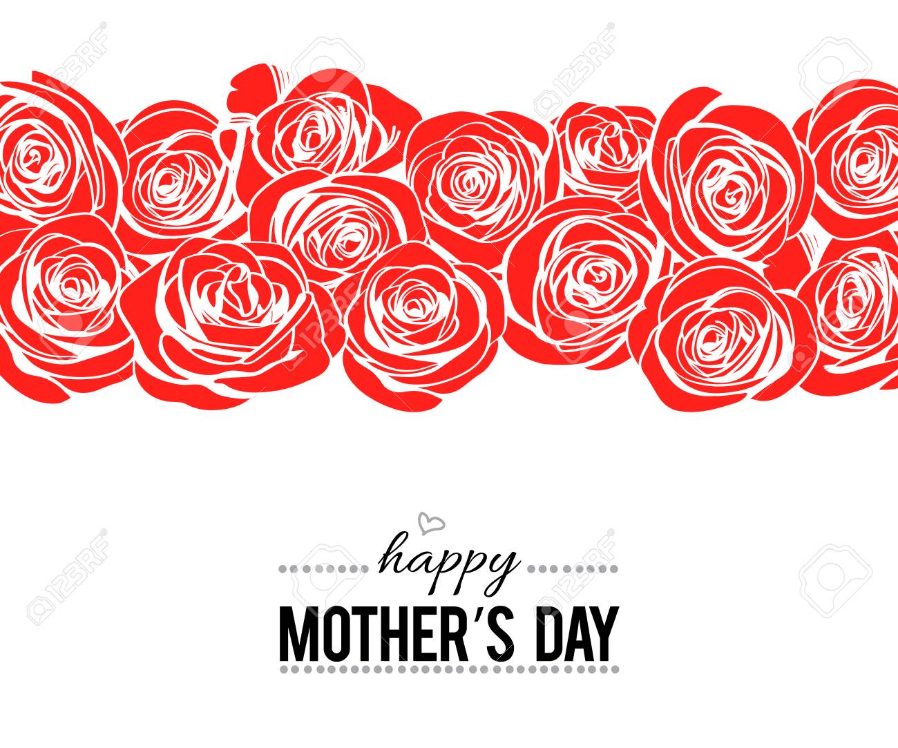 Feliz Dia Das Maes Modelo De Letras Em Fundo Branco Com Borda De Rosas Vermelhas Doodle Para Seu Projeto De Ferias Cartao Moderno Ilustracao Vetorial Ilustraciones Vectoriales Clip Art Vectorizado Libre De