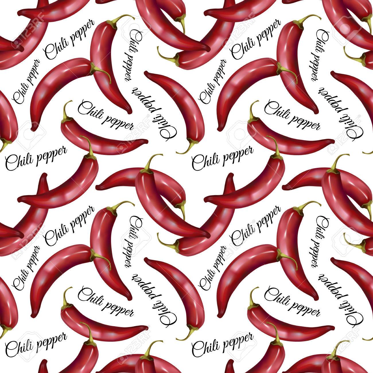Realistic Red Hot Chili Peppers Seamless Pattern Spices Endless Realistic Red Hot Chili Peppers Seamless Pattern Spices Endless