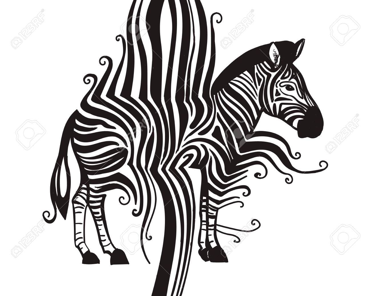 Zebra Animal Black Silhouette Modern Art Abstract Concept Isolated On White  Background. Vector Creative Black And White Graphic Illustration For Tee  Print Design Royalty Free SVG, Cliparts, Vectors, and Stock Illustration.  Image, image size:1300x1040