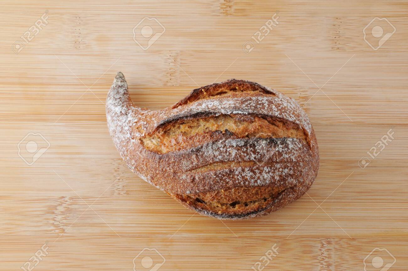 Fig Bread French Roll On Cutting Board