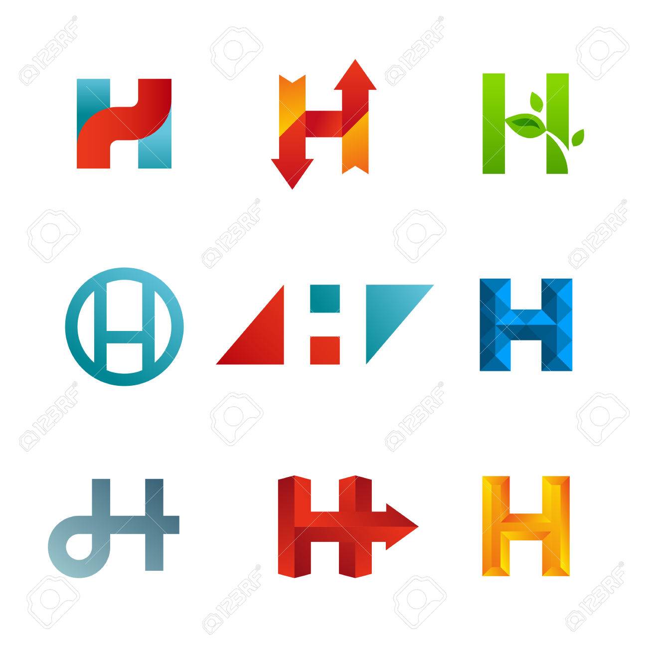 set of letter h logo icons design template elements collection of