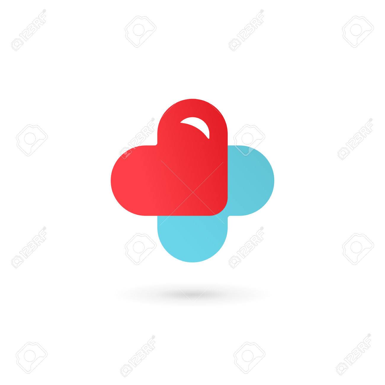 cross plus heart medical logo icon design template elements royalty