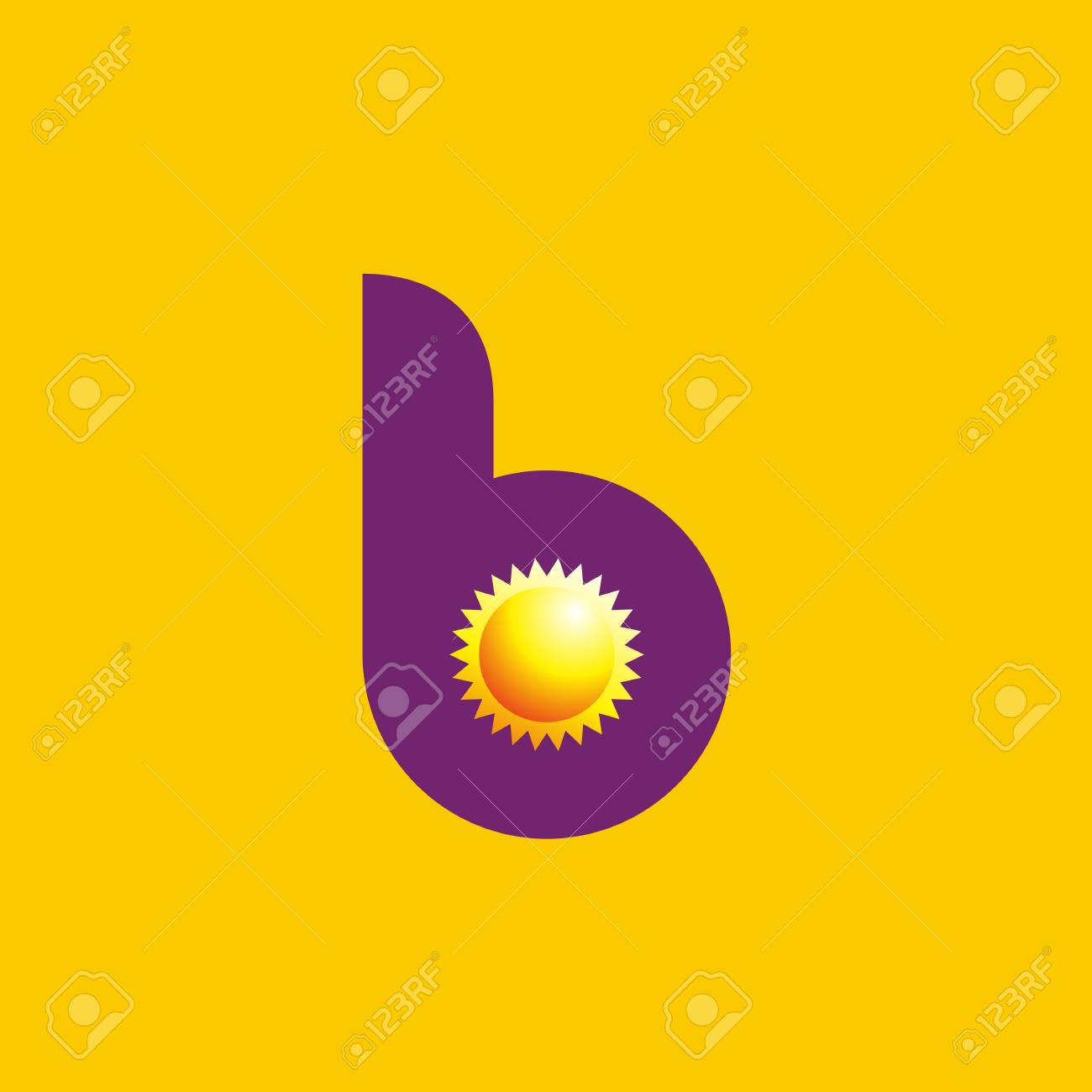 letter b sun logo icon design template elements on yellow background