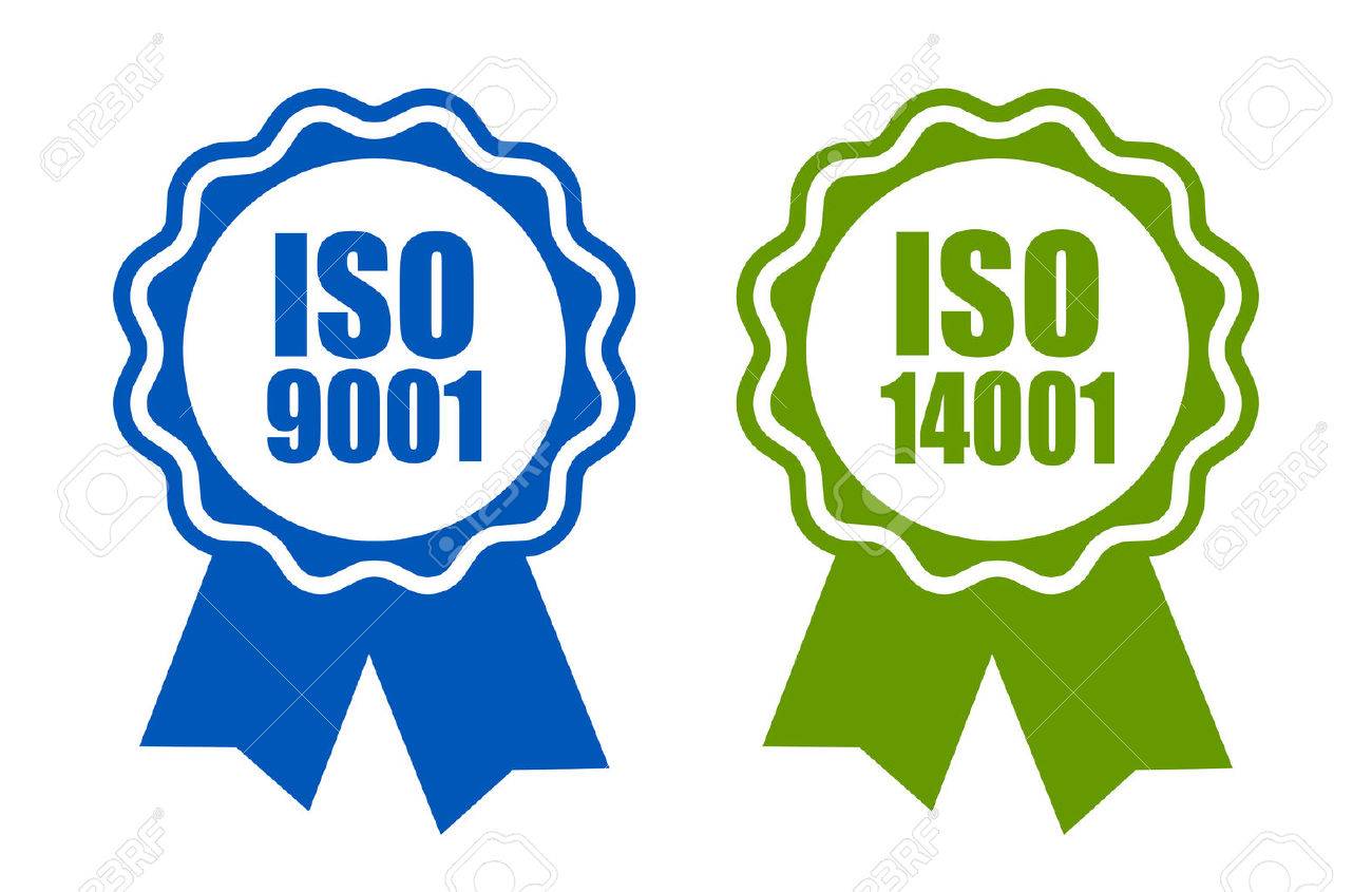 Iso 9001 と の標準認定アイコン のイラスト素材 ベクタ Image