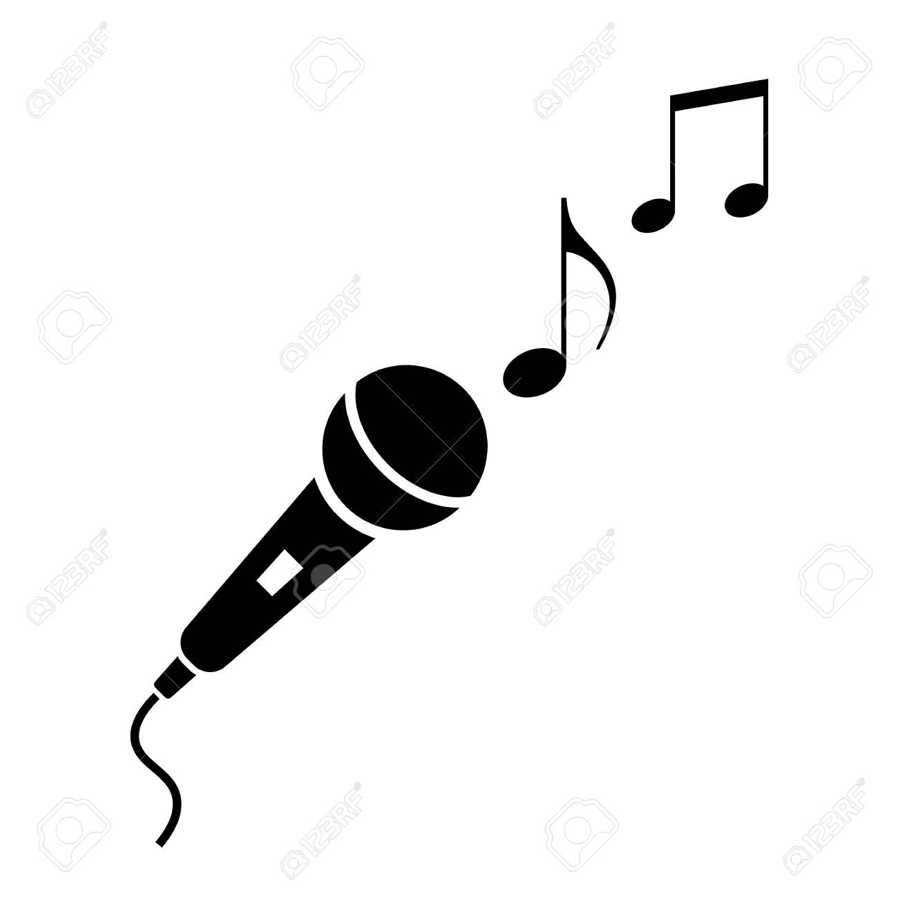 pictures of microphones and music notes