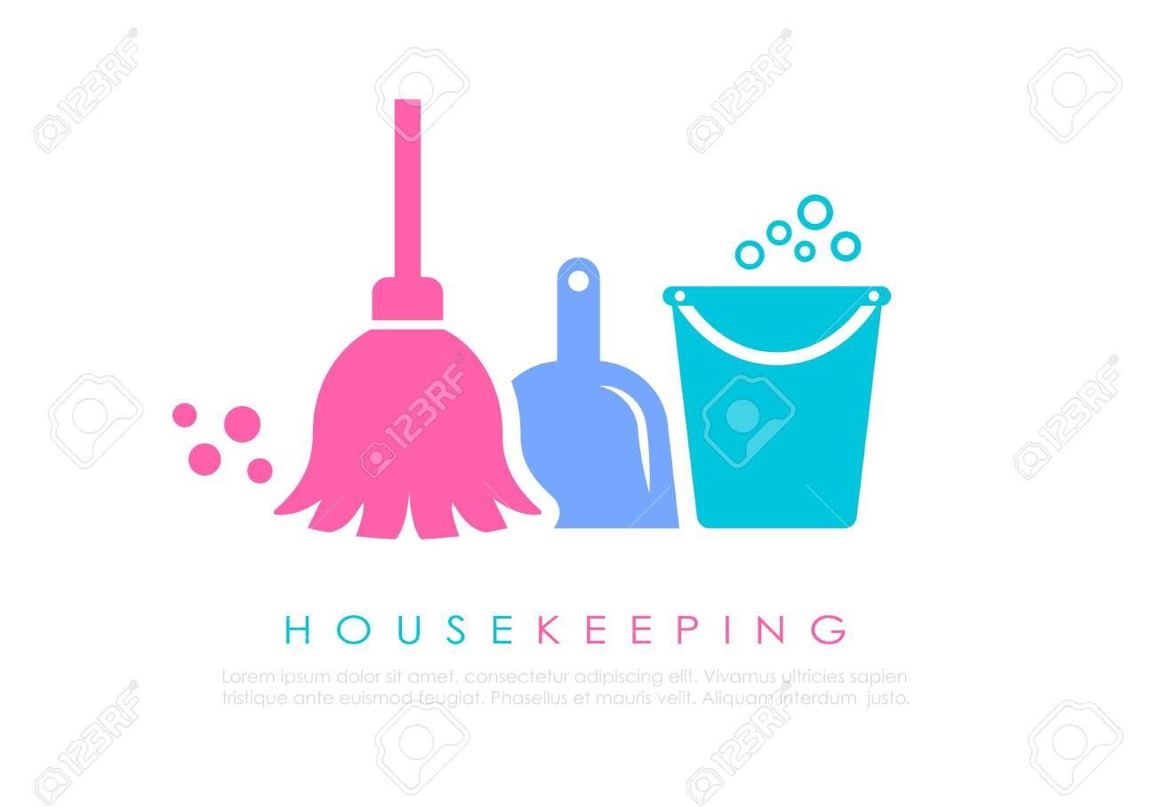 Housekeeping Vector Logo Design On White Background Royalty Free