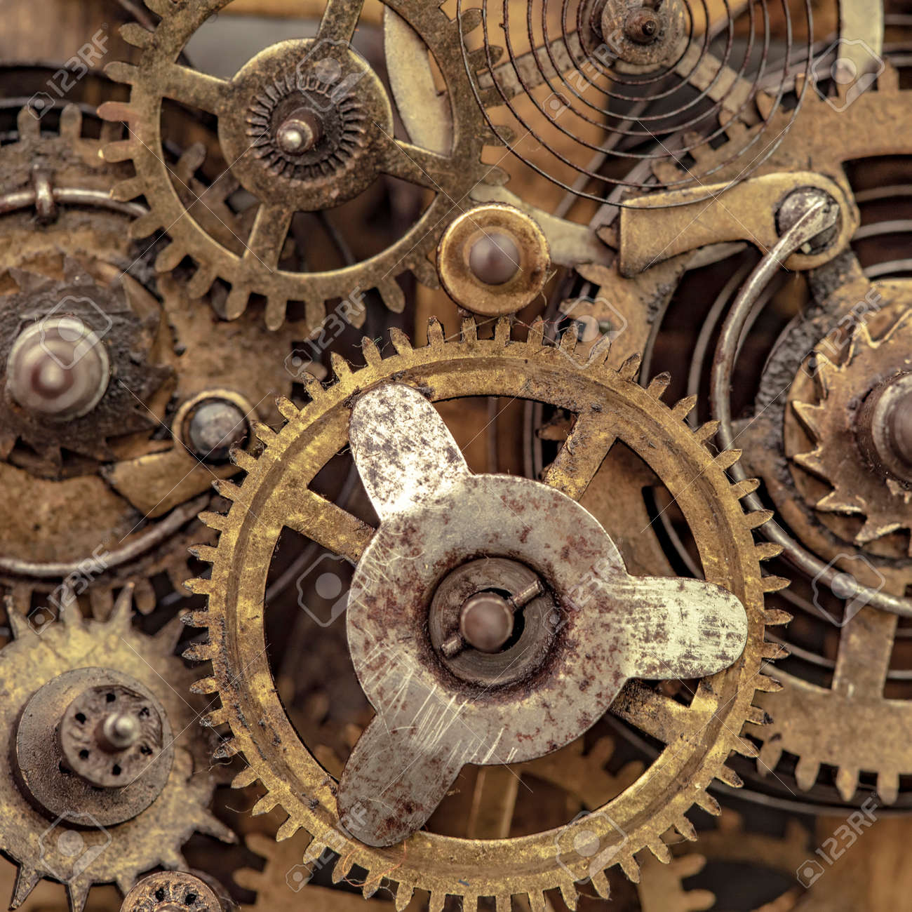 Close-up Photo Of Old Clock Mechanism Stock Photo, Picture and Royalty Free  Image. Image 158200161., image size:1300x1300