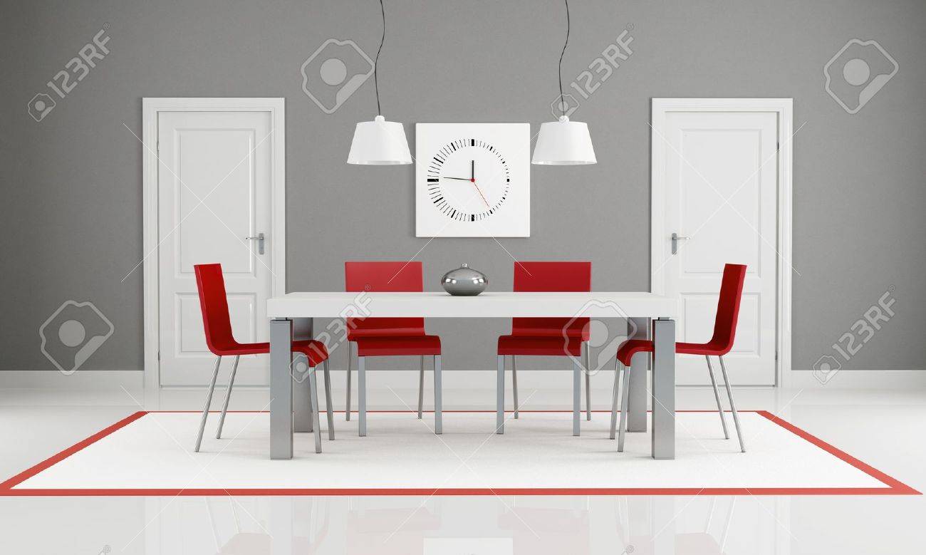 Gris Y Rojo Comedor Con Dos Puertas Blanco - Representación Fotos ... Gris Y Rojo Comedor Con Dos Puertas Blanco - Representación Fotos ...