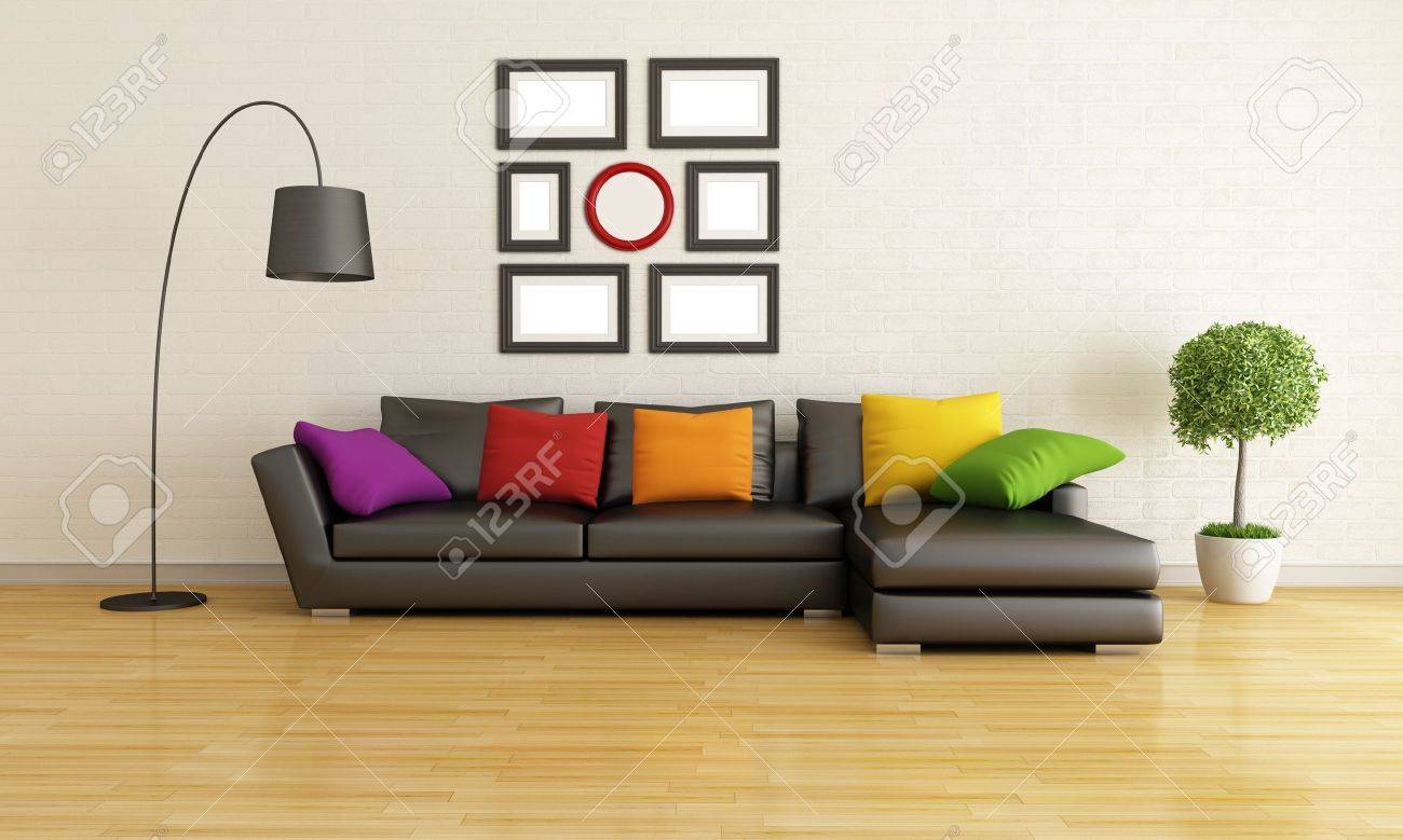black cushion sofa