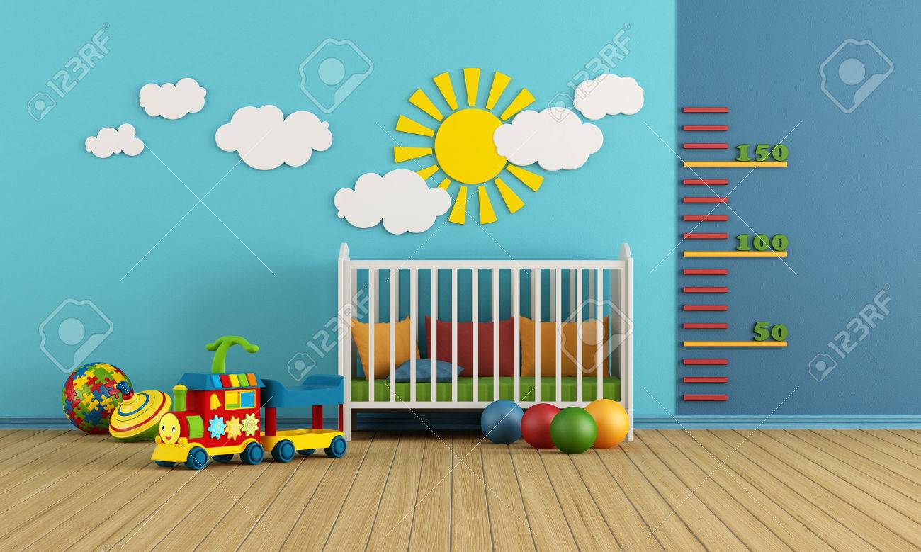 Child room with baby crib and toys - rendering - 25861146 Child room with baby crib and toys - rendering - 25861146