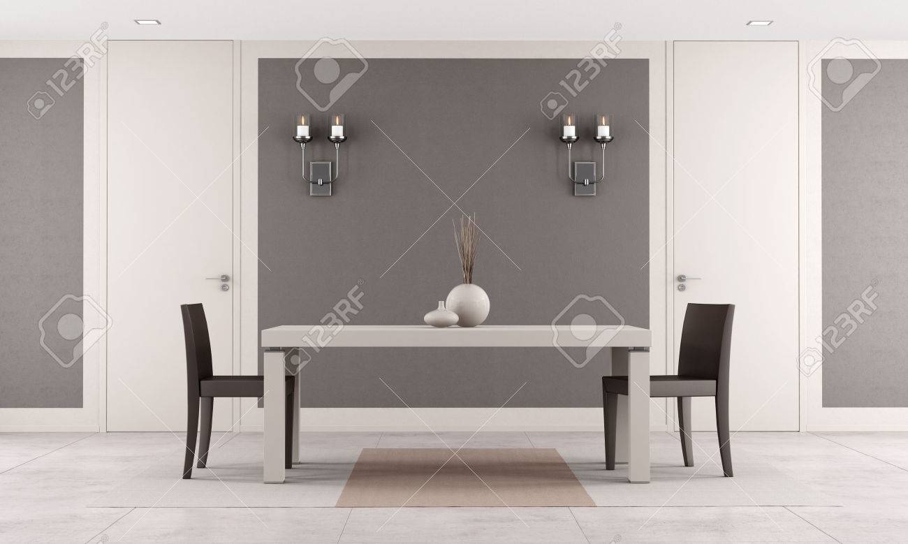 Minimalista Comedor Con Mesa; Silla Y Dos Puertas Cerradas ... Minimalista Comedor Con Mesa; Silla Y Dos Puertas Cerradas ...