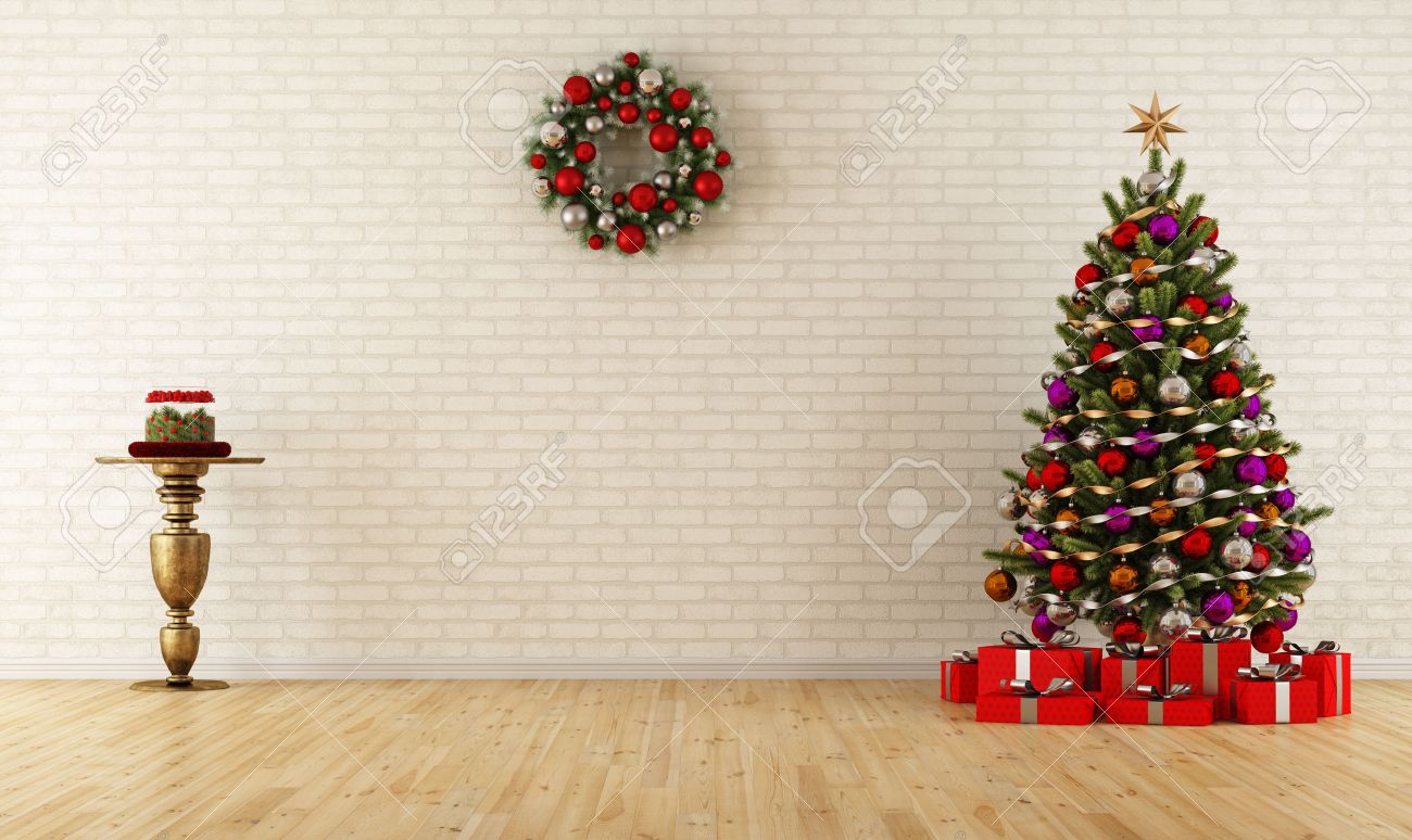 Christmas Room tree brick wall stock photos & pictures. royalty free tree brick Christmas Room tree brick wall stock photos & pictures. royalty free tree brick