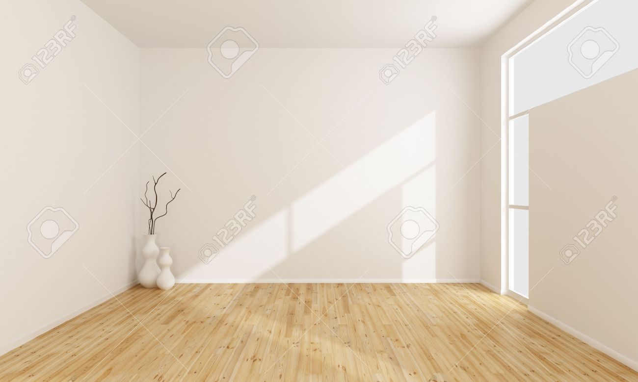 Empty White Room With Wooden Floor And Window Stock Photo, Picture And Royalty Free Image. Image 32574148.