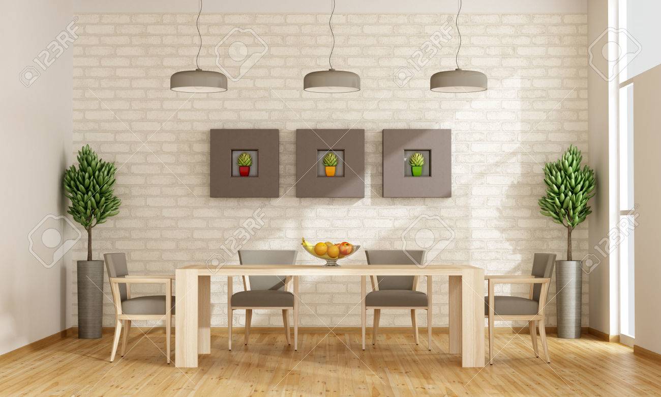 Comedor Contemporáneo Con Mesa Y Sillas De Madera - Representación ... Comedor Contemporáneo Con Mesa Y Sillas De Madera - Representación ...