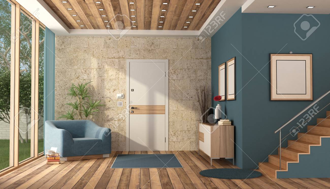 Home Entrance Of A Contemporary Villa With Front Door Modern