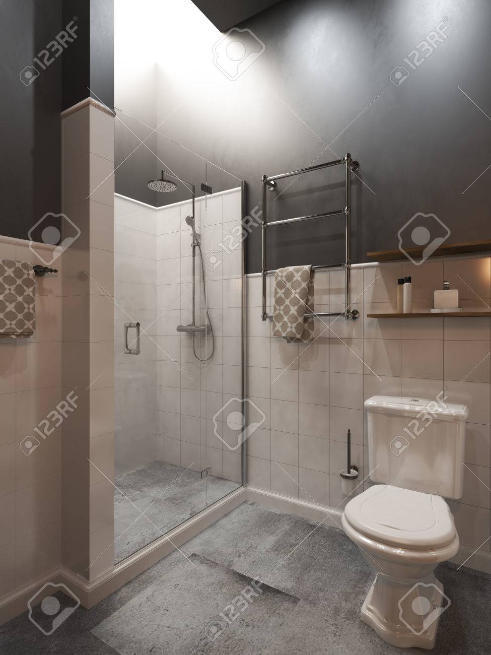 Badezimmer Modernen Stil. Compromising Mit Holz Und Beton, Perfekt ... Badezimmer Modernen Stil. Compromising Mit Holz Und Beton, Perfekt ...
