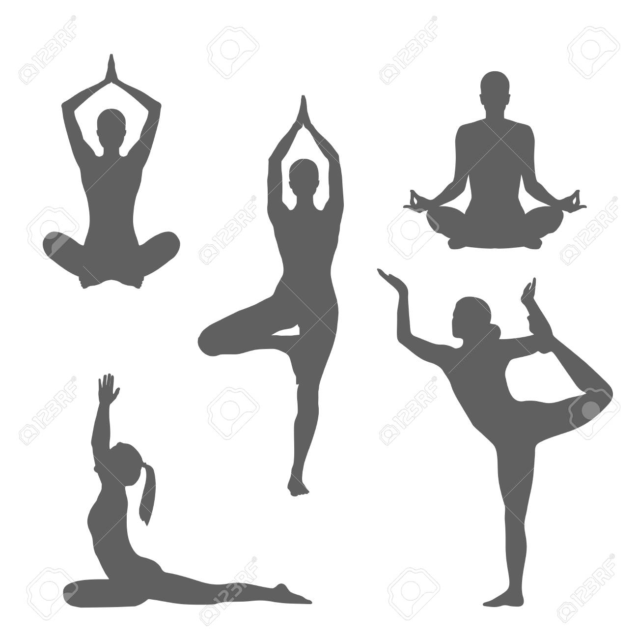 Set symbols yoga poses. Women silhouettes in different poses.. Set symbols yoga poses. Women silhouettes in different poses..